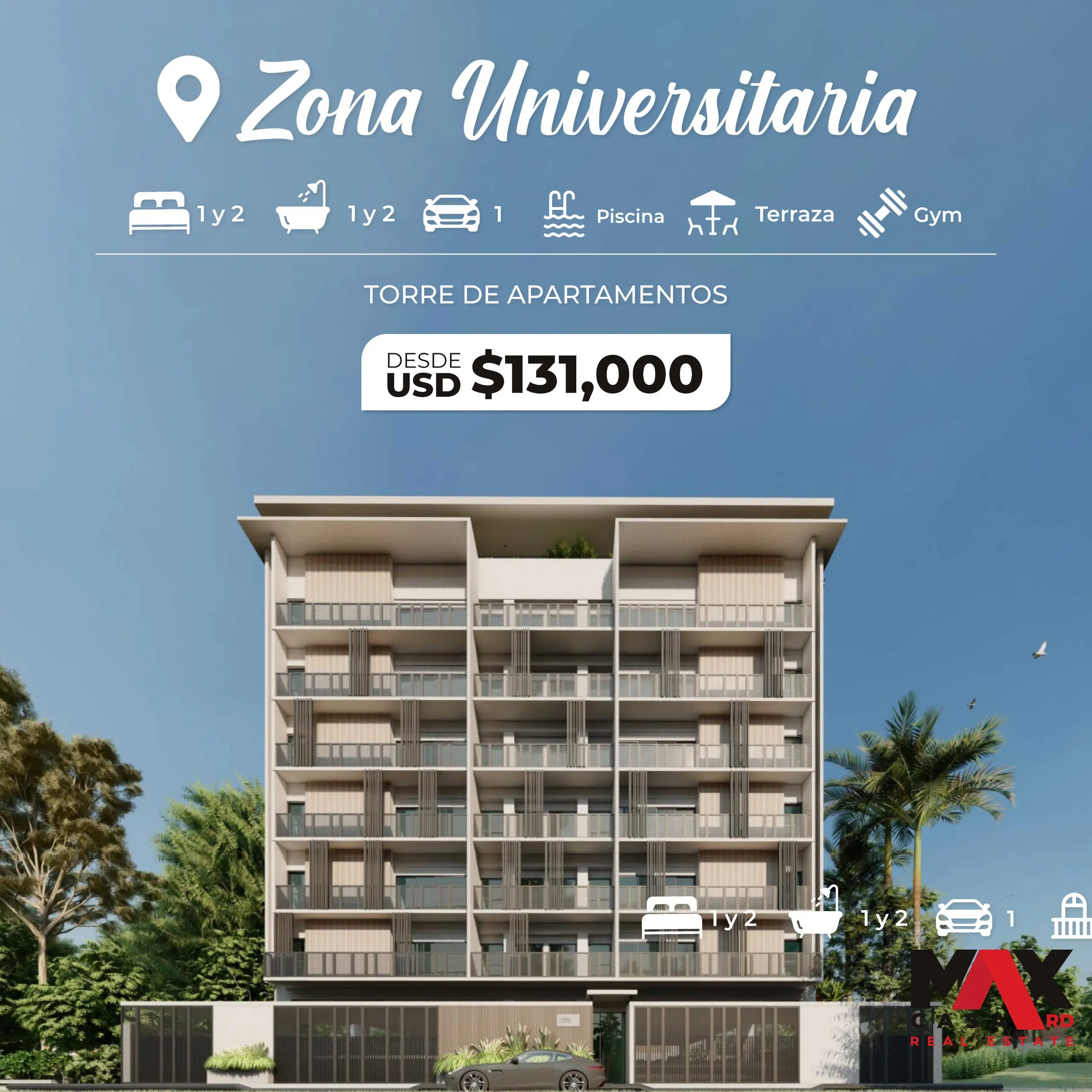 🏙️ TORRE MODERNA EN LA ZONA UNIVERSITARIA